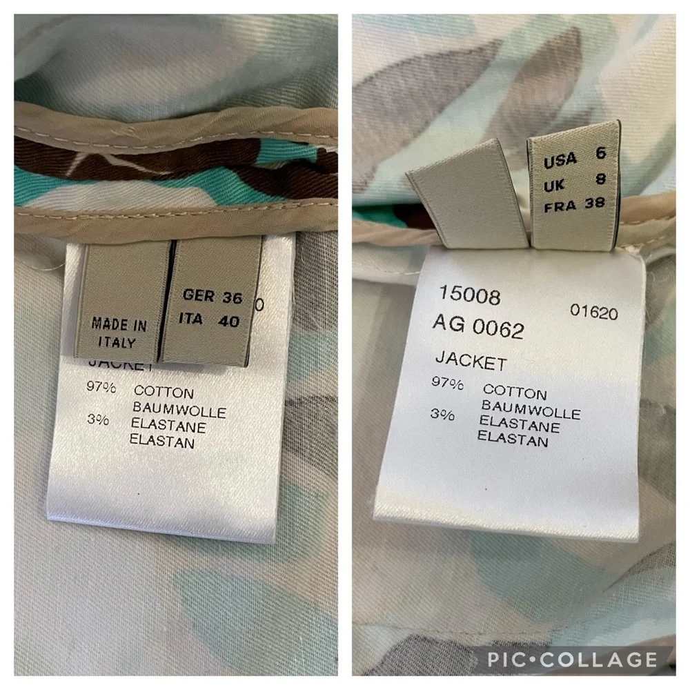 AIGNER Women’s Floral Lightweight Jacket Chinese Collar Size 6